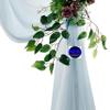 MDS Pack of 1 Wedding Arch Drape Panel (30" Width x 100ft Long) Sheer Chiffon Arbor Canopy Drapery Fabric for Wedding Ceremony Reception Decoration Party Ceiling Backdrop Curtain Swag - Baby Blue view 4