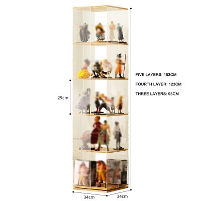 Rotate Curio Display Cabinet, Figures and Curio Collection Display Case, With Acrylic Glass Door, Floor Standing Display Case for Home/Office, Strong Load-bearing Capacity ( Size : 93*34*34cm/36.6*13.