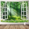Coveimes Sunshine Forest Tapestry Wall Hanging, Nature Green Forest Trees Spring Woodland Grasses Window Scenery Tapestries, Virgin Forest Wall Tapestry Decor for Living Room Bedroom for Men Boys view 1