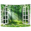 Coveimes Sunshine Forest Tapestry Wall Hanging, Nature Green Forest Trees Spring Woodland Grasses Window Scenery Tapestries, Virgin Forest Wall Tapestry Decor for Living Room Bedroom for Men Boys view 2