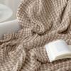Bedsure Bundle of Cotton Waffle Blanket Taupe and Navy King view 4