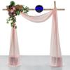 MDS Pack of 1 Wedding Arch Drape Panel (30" Width x 100ft Long) Sheer Chiffon Arbor Canopy Drapery Fabric for Wedding Ceremony Reception Decoration Party Ceiling Backdrop Curtain Swag - Dusty Rose view 2