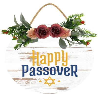Uptell Happy Passover Day Signs For Wreaths Decor Front Door Sign for Passover's Day Front Door Wall Porch Decorations,11 Inch