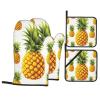 CSGJMYGS Oven Mitts and Pot Holders Set of 4 Heat Resistant Oven Glove and Hot Pads Yellow Pineapple Kitchen Oven Mittens Non-Slip Potholder for Cooking Baking Grilling view 1