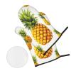 CSGJMYGS Oven Mitts and Pot Holders Set of 4 Heat Resistant Oven Glove and Hot Pads Yellow Pineapple Kitchen Oven Mittens Non-Slip Potholder for Cooking Baking Grilling view 3