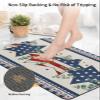 Bath Mat Absorbent Bathroom Rug,American Flag Stars July 4th Non Slip Bath Rugs Diatomite Stone Shower Mat,Eucalyptus Leaves Blue Plaid Edge on Vintage Linen Washable Doormat Kitchen Mats 16x24in view 4