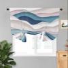 Abstract Tie Up Curtains for Small Windows, Modern Geometric Ombre Blue Pink Ocean Wave Stripe Adjustable Shade Valance Light Filter Rod Pocket Curtains for Living Room, W42xL54 Inches, 1 Panel view 1