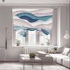 Abstract Tie Up Curtains for Small Windows, Modern Geometric Ombre Blue Pink Ocean Wave Stripe Adjustable Shade Valance Light Filter Rod Pocket Curtains for Living Room, W42xL54 Inches, 1 Panel view 3