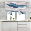 Abstract Tie Up Curtains for Small Windows, Modern Geometric Ombre Blue Pink Ocean Wave Stripe Adjustable Shade Valance Light Filter Rod Pocket Curtains for Living Room, W42xL54 Inches, 1 Panel view 4