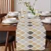 Abstract Geometric Leaves Table Runner 90 Inches Long for Dining Table, Washable Cotton Linen Farmhouse Table Runners Dresser Scarf for Kitchen Party Holiday Modern Nordic Gray Black Gold view 4