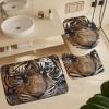 ZGDPBYF Tiger Wildlife Bathroom Rugs Sets 3 Piece White Brown Golden Ferocious Tiger Non Slip Bath Mats for Bathroom Floor, Soft Washable Bathroom Mats and Rugs Sets for Toilet Shower Sink view 1