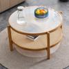CHARMMA Modern Simple Circular Double-Layer Solid Wood Tea Table Rattan Woven Chinese Side Table Small Round Table Suitable for Living Room,Dining Room and Bedroom,258 view 2