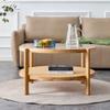 CHARMMA Modern Simple Circular Double-Layer Solid Wood Tea Table Rattan Woven Chinese Side Table Small Round Table Suitable for Living Room,Dining Room and Bedroom,258 view 3