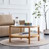 CHARMMA Modern Simple Circular Double-Layer Solid Wood Tea Table Rattan Woven Chinese Side Table Small Round Table Suitable for Living Room,Dining Room and Bedroom,258 view 4