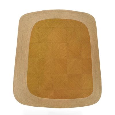 9x9 Ft Handmade Yellow and Beige Jute Square Rug  Bohemian Carpet for Bedroom, Large Patio, and Home Dcor