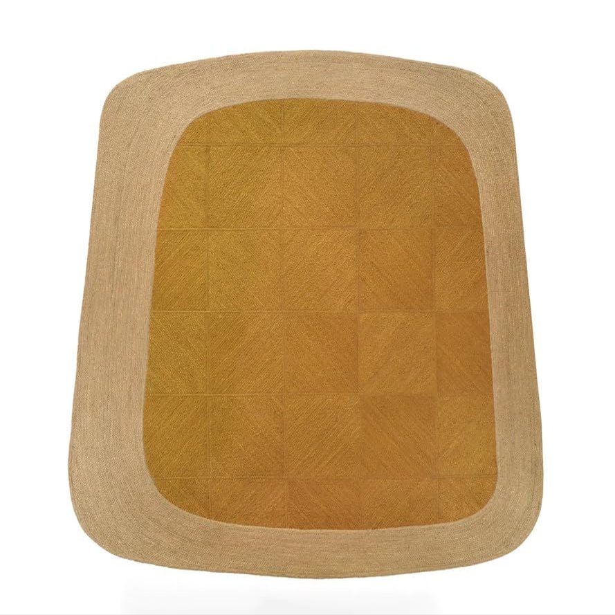 9x9 Ft Handmade Yellow and Beige Jute Square Rug Bohemian Carpet for Bedroom, Large Patio, and Home Dcor