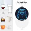 6Pcs Drink Coasters for Drinks Tabletop Protection, Blue Owl Leather Coaster for Kinds of Cups, Absorbent Cup Coaster for Coffee Table Home Decor 4" Cup Mat Pad view 4