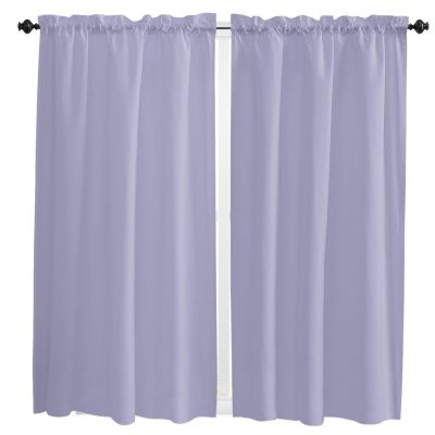 63 Inch Long Tier Curtains for Kitchen, Solid Color Medium Purple Bathroom Window Curtains Rod Pocket Short Curtains Window Treatment Tiers for Living Room Farmhouse 2 Panels