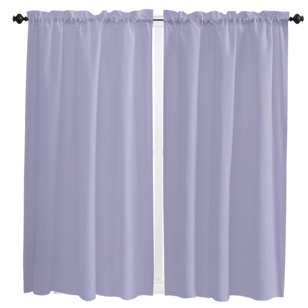 63 Inch Long Tier Curtains for Kitchen, Solid Color Medium Purple Bathroom Window Curtains Rod Pocket Short Curtains Window Treatment Tiers for Living Room Farmhouse 2 Panels