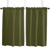 54 Inch Long Tier Curtains for Kitchen, Solid Color Dark Olive Green Bathroom Window Curtains Rod Pocket Short Curtains Window Treatment Tiers for Living Room Farmhouse 2 Panels view 1
