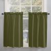 54 Inch Long Tier Curtains for Kitchen, Solid Color Dark Olive Green Bathroom Window Curtains Rod Pocket Short Curtains Window Treatment Tiers for Living Room Farmhouse 2 Panels view 2