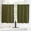 54 Inch Long Tier Curtains for Kitchen, Solid Color Dark Olive Green Bathroom Window Curtains Rod Pocket Short Curtains Window Treatment Tiers for Living Room Farmhouse 2 Panels view 3