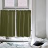54 Inch Long Tier Curtains for Kitchen, Solid Color Dark Olive Green Bathroom Window Curtains Rod Pocket Short Curtains Window Treatment Tiers for Living Room Farmhouse 2 Panels view 4