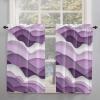 54 Inch Long Tier Curtains for Kitchen, Purple Ombre Abstract Geometric Ocean Waves Stripe Bathroom Window Curtains Rod Pocket Short Curtains Window Treatment Tiers for Living Room Farmhouse 2 Panels view 2