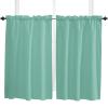 45 Inch Long Tier Curtains for Kitchen, Solid Color Medium Aqua Marine Bathroom Window Curtains Rod Pocket Short Curtains Window Treatment Tiers for Living Room Farmhouse 2 Panels view 1