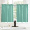 45 Inch Long Tier Curtains for Kitchen, Solid Color Medium Aqua Marine Bathroom Window Curtains Rod Pocket Short Curtains Window Treatment Tiers for Living Room Farmhouse 2 Panels view 3