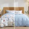 PHF Ultra Soft Paisley Duvet Cover King Size, Printed Bedding Set 3 Pieces, Comfy Farmhouse Pattern Duvet Cover Set with 2 Pillow Shams, Zipper Closure and 8 Ties, 104"x90", White & Blue view 3