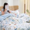 PHF Ultra Soft Paisley Duvet Cover King Size, Printed Bedding Set 3 Pieces, Comfy Farmhouse Pattern Duvet Cover Set with 2 Pillow Shams, Zipper Closure and 8 Ties, 104"x90", White & Blue view 4