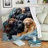 365CUSGIFTS Labrador Fleece and Sherpa Blanket, Pattern Soft Throw for Couch, Warm and Lightweight for All Seasons, Queen view 3