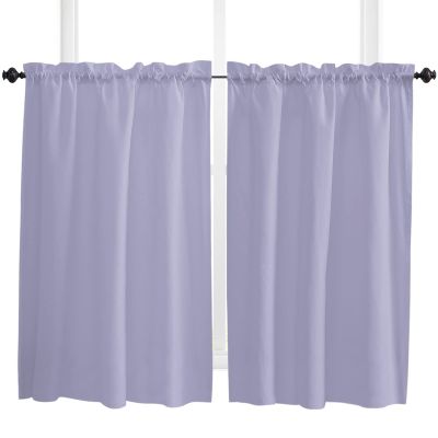54 Inch Long Tier Curtains for Kitchen, Solid Color Medium Purple Bathroom Window Curtains Rod Pocket Short Curtains Window Treatment Tiers for Living Room Farmhouse 2 Panels