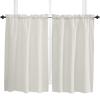 54 Inch Long Tier Curtains for Kitchen, Solid Color Beige Bathroom Window Curtains Rod Pocket Short Curtains Window Treatment Tiers for Living Room Farmhouse 2 Panels view 1
