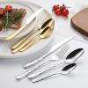 Gold Hammered Silverware Set for 4 Luxury Beautifully Hammered Handle Flatware Set 16 Pieces Elegant Tableware Set 18/10 Stainless Steel Cutlery Utensil Sets for Home Restaurant Dishwasher Safe view 3