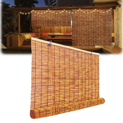 Bamboo Roller Shades for Indoor/Outdoor, Light Blocking Bamboo Blinds for Windows Patio Light Filtering Roll Up Curtain 10x48in Sun Shade Easy Installation Breathable Cordless 27x72in 34x72in (Color