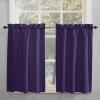 54 Inch Long Tier Curtains for Kitchen, Solid Color Dark Purple Bathroom Window Curtains Rod Pocket Short Curtains Window Treatment Tiers for Living Room Farmhouse 2 Panels view 2
