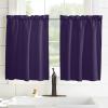 54 Inch Long Tier Curtains for Kitchen, Solid Color Dark Purple Bathroom Window Curtains Rod Pocket Short Curtains Window Treatment Tiers for Living Room Farmhouse 2 Panels view 3