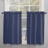 54 Inch Long Tier Curtains for Kitchen, Solid Color Blue Bathroom Window Curtains Rod Pocket Short Curtains Window Treatment Tiers for Living Room Farmhouse 2 Panels view 2