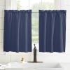 54 Inch Long Tier Curtains for Kitchen, Solid Color Blue Bathroom Window Curtains Rod Pocket Short Curtains Window Treatment Tiers for Living Room Farmhouse 2 Panels view 3