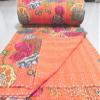 GDONLINE Indian Handmade Stitched Pure Cotton Fruit Print Kantha Quilt, Reversible Kantha Quilt, Home Dorm Decor Bedspread, Kantha Blanket Throw, (Orange, Twin 90" x 60") view 4