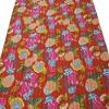 GDONLINE Indian Handmade Stitched Fruit Print Pure Cotton Kantha Quilt, Reversible Kantha Quilt, Home Dorm Decor Bedspread, Kantha Blanket Throw, (Brown, Queen 90" x 108") view 2