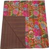 GDONLINE Indian Handmade Stitched Fruit Print Pure Cotton Kantha Quilt, Reversible Kantha Quilt, Home Dorm Decor Bedspread, Kantha Blanket Throw, (Brown, Queen 90" x 108") view 3