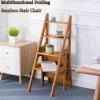 Household Creative Step Chair Multi-Functional Folding Ladder Chair Indoor Ascending Ladder Chair Four Ladder Stool Alpine Bamboo Strong Load-Bearing Capacity Space-Saving Mu view 3