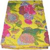 GDONLINE Indian Handmade Stitched Pure Cotton Fruit Print Kantha Quilt, Reversible Kantha Quilt, Home Dorm Decor Bedspread, Kantha Blanket Throw, (Parrot Green, Twin 90" x 60") view 4