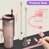 6 Pcs Straw Covers for Stanley 30 & 40 Oz Cup and 2 Pcs Letter Charm Accessories, 10mm Cute Straw Toppers, Dust-Proof and Leak-Proof Reusable Silicone Straw Caps, Stanley Cup Accessories view 2