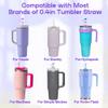 6 Pcs Straw Covers for Stanley 30 & 40 Oz Cup and 2 Pcs Letter Charm Accessories, 10mm Cute Straw Toppers, Dust-Proof and Leak-Proof Reusable Silicone Straw Caps, Stanley Cup Accessories view 4