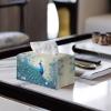 Yuuxorilu Peacock Tissue Box Cover Stylish PU Leather Rectangular Tissue Box Holder for Bathroom Living Room Bedroom Vanity Countertop Night Stands Office Desk Car Home view 3