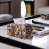 Yuuxorilu Cute Dog Tissue Box Cover Stylish Green Marble PU Leather Tissue Box Holder Decorative Holder for Bathroom Vanity Countertop, Night Stands, Office Desk view 3